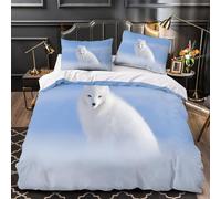 GTDKSUEVG 3D Printed 3 Pcs Bedding Set Home Decor Extra Arctic Fox Quilt Cover Hypoallergenic Wrinkle-Resistant for Adults,Girls,Children Wild Animal Duvet Cover Single（135x200cm）