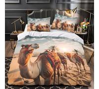 GTDKSUEVG 3D Printed 3 Pcs Bedding Set Home Decor Hidden Zipper Extra Soft Desert Camel Caravan Quilt Cover Hypoallergenic Wrinkle-Resistant for Adults,Girls,Children Duvet Cover King（220x240cm）
