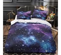 GTDKSUEVG 3D Printed 3 Pcs Bedding Set Home Decor Hidden Zipper Super Soft Cosmic Nebula Comforter Cover Durable Anti-allergic for Girls,Teens,Adults Space Galaxy Quilt Cover Double（200x200cm）