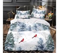 GTDKSUEVG 3D Printed 3 Pcs Bedding Set Home Decor Hidden Zipper Super Soft Winter Comforter Cover Durable Anti-allergic for Girls,Teens,Adults Snowy Forest Quilt Cover King（220x240cm）