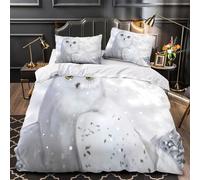 GTDKSUEVG 3D Printed 3 Pcs Bedding Set Home Decor Super Snowy Owl Comforter Cover Durable Anti-allergic for Girls,Teens,Adults istic Wildlife Quilt Cover Super king（260x220cm）