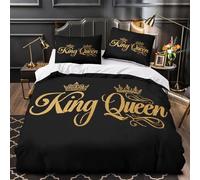 GTDKSUEVG 3D Printed 3 Pcs Bedding Set Home Decor Zipper Closure Design RoyalCrown Duvet Cover Easy Care Hypoallergenic for Children,Teenagers,Boys VintageGilded Comforter Cover King（220x240cm）