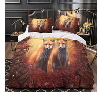 GTDKSUEVG 3D Printed 3 Pcs Bedding Set Room Decor Hidden Zipper Super Foxes in Forest Comforter Cover Washable Easy Care for Teens,Women,Kids Nature Wildlife Quilt Cover Single（140x200cm）