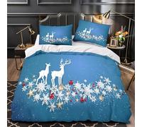 GTDKSUEVG 3D Printed 3 Pcs Bedding Set Room Decor Zipper Closure Design Extra Soft Christmas Deer Quilt Cover Breathable All Season for Adults,Kids,Youth winter Festive Duvet Cover Double（200x200cm）