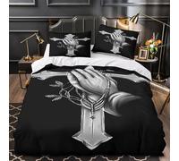 GTDKSUEVG 3D Printed 3 Pcs Bedding Set Room Decor Zipper Ultra Soft Prayer Hands Cross Quilt Cover Durable Easy Care for Adults,Teenagers,Boys religious Tattoo Duvet Cover Single（135x200cm）