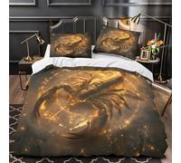 GTDKSUEVG 3D Printed 3-Piece Bedding Set Bed Decor Hidden Zipper Super Scorpion Cosmic Comforter Cover Breathable All Season for Girls,Kids,Teens Mythical Fantasy Quilt Cover King（220x240cm）