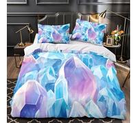 GTDKSUEVG 3D Printed 3-Piece Bedding Set Bedroom Decor Extra Crystal Formations Duvet Cover Durable Hotel Quality for Girls,Youth,Adults Fantasy Comforter Cover Single（140x200cm）