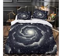 GTDKSUEVG 3D Printed 3-Piece Bedding Set Room Decor Hidden Zipper Super Galaxy Spiral Comforter Cover Washable Hypoallergenic for Kids,Adults,Women Cosmic Space Quilt Cover Single（135x200cm）