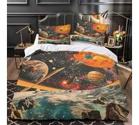 GTDKSUEVG 3D Printed 3 Pieces Bedding Set Bed Decor Hidden Zipper Super Soft Space Planets Quilt Cover Washable Wrinkle-Resistant for Youth,Kids,Women scifi Cosmic Duvet Cover Double（200x200cm）