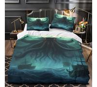 GTDKSUEVG 3D Printed 3 Pieces Bedding Set Bed Decor Zipper Closure Super Soft Giant Sea Monster Quilt Cover Hypoallergenic Hotel Quality for Adults,Youth,Kids Dark Fantasy Duvet Cover King（220x240cm）