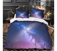 GTDKSUEVG 3D Printed 3 Pieces Bedding Set Bed Decor Zipper Super StarryNightSky Comforter Cover Hypoallergenic Machine Washable for Kids,Adults,Youth CosmicUniverse Quilt Cover Single（135x200cm）