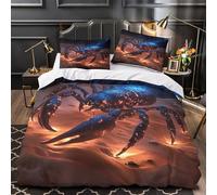 GTDKSUEVG 3D Printed 3 Pieces Bedding Set Home Decor Extra Fantasy Scorpion Comforter Cover Durable Machine Washable for Children,Kids,Women scifi Creature Quilt Cover Super king（260x220cm）