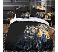 GTDKSUEVG 3D Printed 3 Pieces Bedding Set Home Decor Hidden Zipper Extra Soft Van Gogh Quilt Cover Washable All Season for Adults,Kids,Girls swirling Cosmic Duvet Cover Super king（260x220cm）