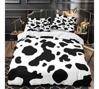 GTDKSUEVG 3D Printed 3 Pieces Bedding Set Home Decor Super Cow Print Duvet Cover Durable Hotel Quality for Adults,Girls,Teenagers Black White Animal Comforter Cover King（220x240cm）