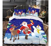 GTDKSUEVG 3D Printed 3 Pieces Bedding Set Room Decor Zipper Extra Soft Santa Claus Dancing Comforter Cover Durable Hotel Quality for Kids,Teenagers,Adults Christmas Coon Quilt Cover Double（200x200cm）