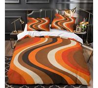 GTDKSUEVG 3D Printed 3 Pieces Bedding Set Room Decor Zipper Extra Soft Wavy Stripes Decor Comforter Cover Durable Hotel Quality for Kids,Teenagers,Adults Modern Retro Quilt Cover Double（200x200cm）