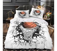 GTDKSUEVG 3D Printed 3PCs Bedding Set Bed Decor Zipper Closure Super Soft Basketball Slam Quilt Cover Hypoallergenic All Season for Adults,Boys,Children sports Action Duvet Cover King（220x240cm）
