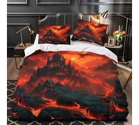 GTDKSUEVG 3D Printed 3PCs Bedding Set Bed Decor Zipper Ultra Soft Fantasy Castle Comforter Cover Breathable Wrinkle-Resistant for Teens,Kids,Women dark Fantasy work Quilt Cover Super king（260x220cm）