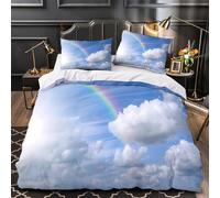 GTDKSUEVG 3D Printed 3PCs Bedding Set Bedroom Decor Zipper Ultra Soft Rainbow Sky Comforter Cover Breathable Durable for Girls,Kids,Teenagers Nature Quilt Cover Double（200x200cm）