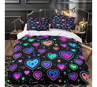 GTDKSUEVG 3D Printed 3PCs Bedding Set Room Decor Hidden Zipper Super Neon Hes Quilt Cover Durable Easy Care for Adults,Women,Teens Colorful Glitter Duvet Cover Super king（260x220cm）