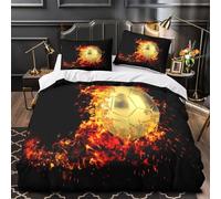 GTDKSUEVG 3D Printed 3PCs Bedding Set Room Decor Zipper Closure Ultra Fire Soccer Ball Comforter Cover Breathable Wrinkle-Resistant for Kids,Teens,Boys Dynamic Sports Quilt Cover Double（200x200cm）