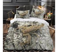 GTDKSUEVG 3D Printed 3PCs Bedding Set Room Decor Zipper Closure Ultra Scorpion on Bark Quilt Cover Hypoallergenic Easy Care for Youth,Kids,Adults Natural Wildlife Duvet Cover Super king（260x220cm）