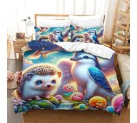 GTDKSUEVG 3D Printing Quilt Cover Hedgehog Decorative Duvet Cover All Seasons Comforter Cover 3pc with Zipper Home Bedding Cover Sets for Kids Boys Girls King(220x240cm)
