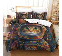 GTDKSUEVG Cat 3D Printed Duvet Cover Set 3 Pieces Bedding Soft Easy Care with Zipper Closure，Pillowcases for Teens And Adults Double（200x200cm）