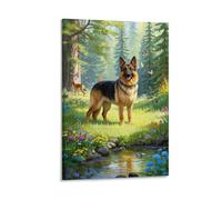 GTDKSUEVG German Shepherd Wall Decor Poster Canvas Prints Picture Modern Canvas Wall Art Picture Wall Hanging for Dining Room Kitchen Home Office Decor 08x12inch(20x30cm)
