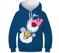 GTDKSUEVG Unisex Kids Cartoon Animal Colour Lovely Kirby of The Stars Pullover Cartoon 3D Print Sportswear Long Sleeve Casual with Big Pockets Teen Girl Boy 11-13Y