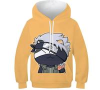GTDKSUEVG Unisex Kids Cartoon Animal Colour Lovely Naruto Qimu Kakashi Pullover Cat Full 3D Printed Graphic Sweatshirt Long Sleeve Casual with Big Pockets Teen Girl Boy 10-12Y