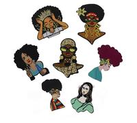GTDoitt Afro Women Back Embroidery Patches Iron on for Clothing Beauty and Power of Afro Women for Denim Jackets Backpacks small Size 7pcs