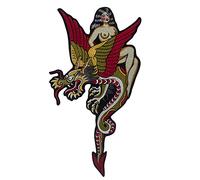GTDoitt SEXY Women and Dragons patch Biker Vest Rider Embroidered large patch Iron On Back of Jacket Patch twill fabric DIY