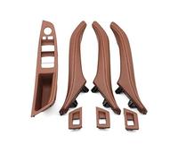 GTDTKGANAK 7PCS Interior Door Window Regulator Panel Trim Leather Pull Handle for BMW 5 Series F10 F11 F18 520-535 Red_Brown Set Interior Door Panel Handle Decorative Covers( Brown 7pcs Set)