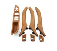 GTDTKGANAK 7PCS Interior Door Window Regulator Panel Trim Leather Pull Handle for BMW 5 Series F10 F11 F18 520-535 Red_Brown Set Interior Door Panel Handle Decorative Covers( Champagne 7pcs Set)