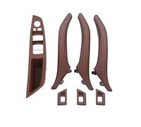 GTDTKGANAK 7PCS Interior Door Window Regulator Panel Trim Leather Pull Handle for BMW 5 Series F10 F11 F18 520-535 Red_Brown Set Interior Door Panel Handle Decorative Covers( Red Brown 7pcs Set)