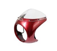 GTDTKGANAK Headlight Cover For Cafe For Racer Front Headlight Cover Fairing Protection Windshield Universal 7'' Motorcycle Retro Headlamp(Red white shell)