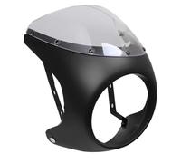 GTDTKGANAK Headlight Cover Motorcycle Universal 7inch Headlight For Sportster For Bobber For Touring Handlebar Fairing Windshield Kits Headlamp(Matte Black-Clear)