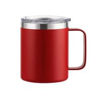Gteller 12oz Coffee Mug With Handle, Double Wall Stainless Steel Insulated Lowball Tumbler Keeping Hot and Cold (Red)