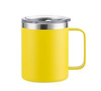 Gteller 12oz Coffee Mug With Handle, Double Wall Stainless Steel Insulated Lowball Tumbler Keeping Hot and Cold (Yellow)