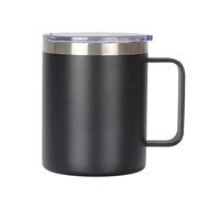 Gteller 12oz Coffee Mug With Handle, Double Wall Stainless Steel Insulated Lowball Tumbler Keeping Hot and Cold (Black)