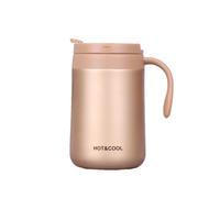 Gteller 17oz Stainless Steel Coffee Mug, Double Wall Insulated Vacuum Mug with Lid and Handle Keeping Beverage hot and Cold (Golden 500ml)