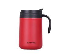 Gteller 17oz Stainless Steel Coffee Mug, Double Wall Insulated Vacuum Mug with Lid and Handle Keeping Beverage hot and Cold (Red 500ml)