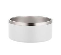 Gteller 304 Stainless Steel Double Wall Dog Bowls, BPA Free Non-Slip Pet Dishes,Cat Food& Water Bowl with Rubber Base No Spill(32oz, White)