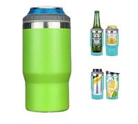 Gteller 4 in 1 Stainless Steel Can/Bottle Insulator, 14oz Two-Way Lids SUS Insulated Can Cooler, Beer Bottle Holder(Green)