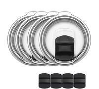 Gteller 4 Pack Magnetic Slider Replacement Lid for 20 oz 30 oz Tumbler With 4 pcs Slider,Sliding Closure Slip Cover Splash Resistant (30oz Black+4 Slider)