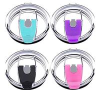 Gteller Tumbler Replacement Lid for 20 oz, 30 oz Tumbler - Splash Resistant, Leak Spill Proof and Straw Friendly (30oz Double Hole VT+BK+PK+BU)