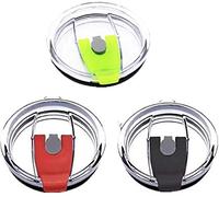 Gteller Tumbler Replacement Lid for 20 oz, 30 oz Tumbler - Splash Resistant, Leak Spill Proof and Straw Friendly (20oz Double Hole RD+BK+YE)