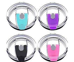 Gteller Tumbler Replacement Lid for 20 oz, 30 oz Tumbler - Splash Resistant, Leak Spill Proof and Straw Friendly (20oz Double Hole VT+BK+PK+BU)