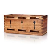 Gtencemen Acacia Wood Silverware Caddy Wooden Flatware Cutlery Holder Silverware Organizer Storage Small Utensil Holder for Kitchen Counter Spoon and Fork Holder Flatware Utensil Caddy for Party